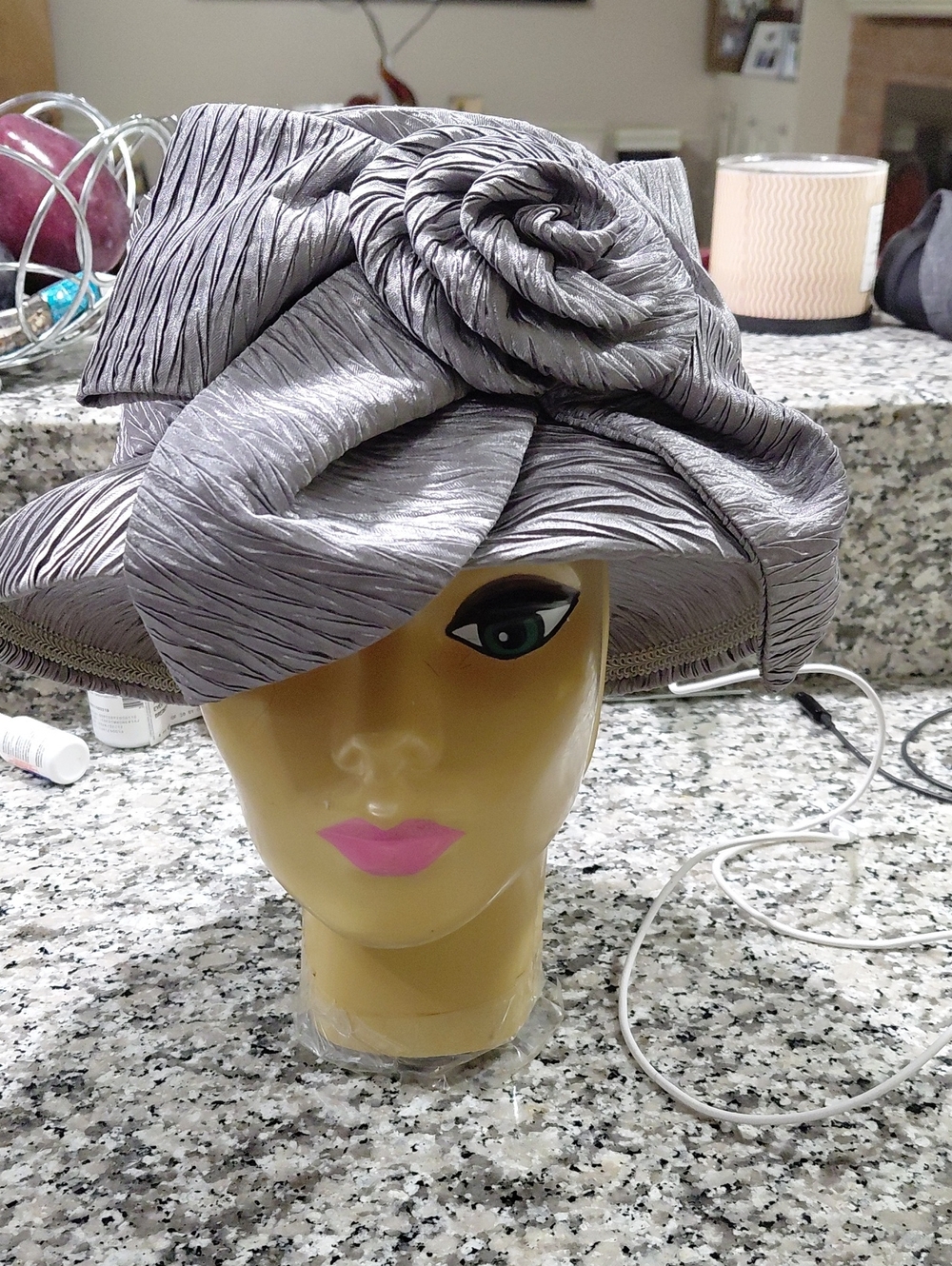 Elegant MALINA'S BRANDWomen's Silver Rolled Rosette Dress Hat